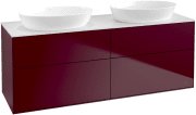 Тумба під раковину Villeroy & Boch Finion 160х50,1 см з підсвічуванням МДФ півонія матовий лак/скло біле матове GA8100HB