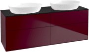 Тумба под раковину Villeroy & Boch Finion 160х50,1 см с подсветкой МДФ пион матовый лак/стекло черное матовое GA8200HB