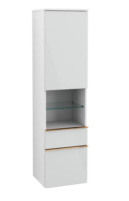 Пенал Villeroy & Boch Venticello 40,4х37,2х154,6 см петли слева МДФ стекло глянцевое белое/ручка медь A95205RE