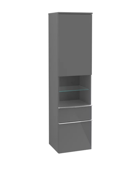 Пенал Villeroy & Boch Venticello 40,4х37,2х154,6 см петли справа МДФ глянцевый серый/ручка хром A95211FP