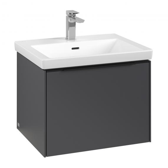 Тумба под раковину Villeroy & Boch Subway 3.0 57,2х42,9 см ДСП/алюминий графит/черный вулкан C57701VR