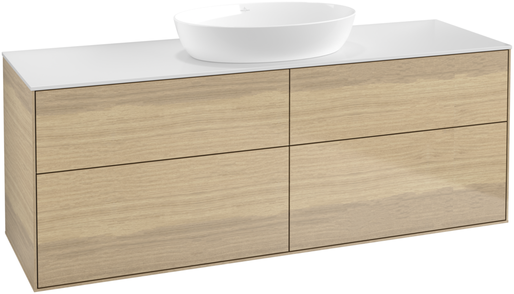 Тумба под раковину Villeroy & Boch Finion 160х50,1 см МДФ шпон дуба/стекло белое матовое FA9100PC