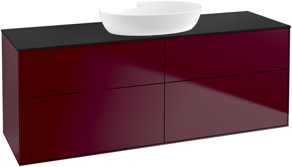 Тумба под раковину Villeroy & Boch Finion 160х50,1 см с подсветкой МДФ пион матовый лак/стекло черное матовое GA9200HB