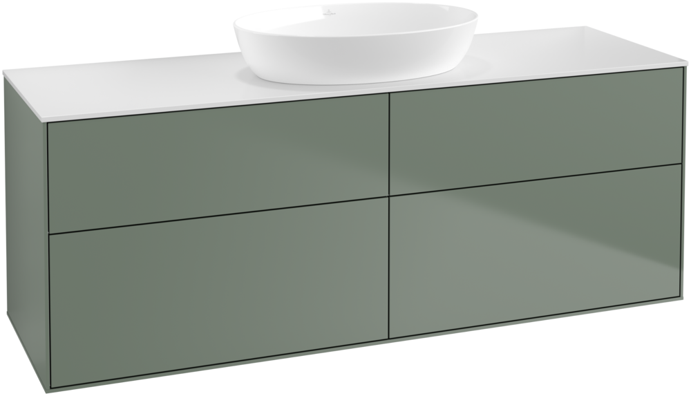 Тумба под раковину Villeroy & Boch Finion 160х50,1 см с подсветкой МДФ оливковый матовый лак/стекло белое матовое GA9100GM