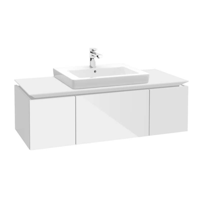 Тумба під раковину Villeroy & Boch Legato 120х38 см з підсвічуванням МДФ/ДСП білий глянсовий B682L0DH