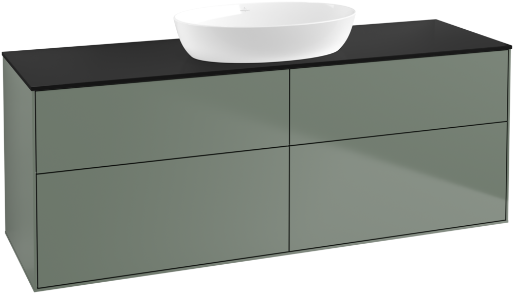 Тумба под раковину Villeroy & Boch Finion 160х50,1 см МДФ оливковый матовый лак/стекло черное матовое FA9200GM