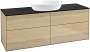 Тумба под раковину Villeroy & Boch Finion 160х50,1 см с подсветкой МДФ шпон дуба/стекло черное матовое GA9200PC