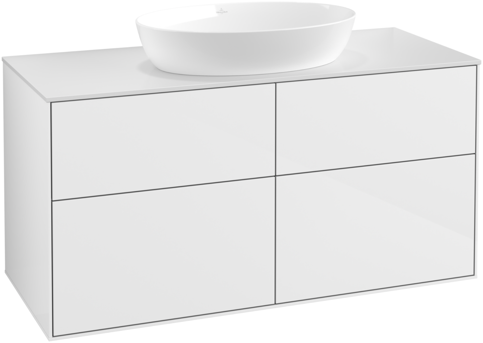 Тумба под раковину Villeroy & Boch Finion 120х50,1 см МДФ глянцевый белый лак/стекло белое матовое FA3100GF