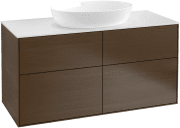Тумба под раковину Villeroy & Boch Finion 120х50,1 см МДФ шпон грецкого ореха/стекло белое матовое FA3100GN