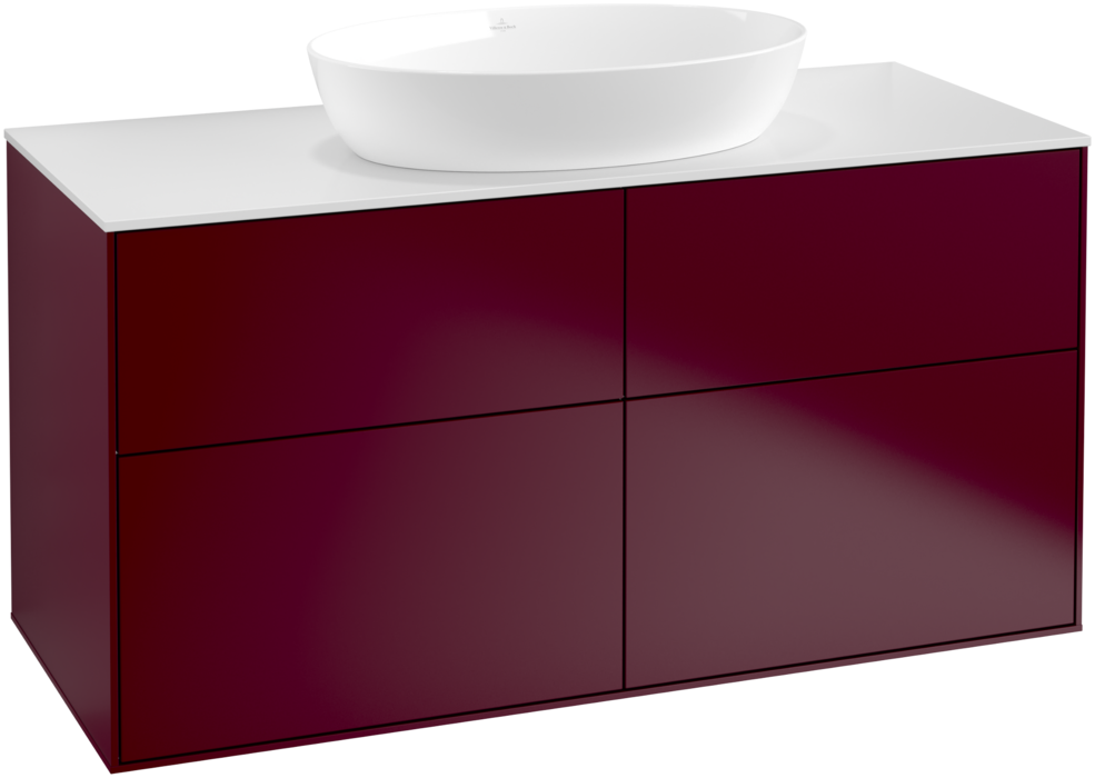 Тумба под раковину Villeroy & Boch Finion 120х50,1 см МДФ пион матовый лак/стекло белое матовое FA3100HB