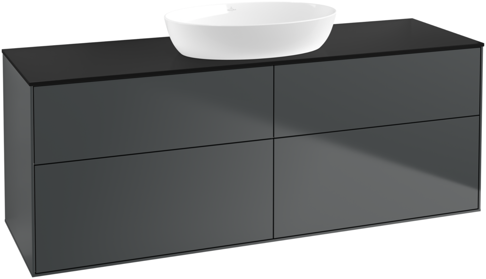 Тумба під раковину Villeroy & Boch Finion 160х50,1 см МДФ темно-синій матовий лак/скло чорне матове FA9200HG