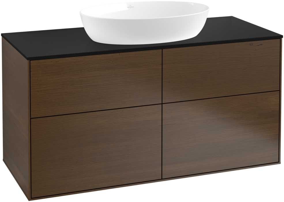 Тумба под раковину Villeroy & Boch Finion 120х50,1 см МДФ шпон грецкого ореха/стекло черное матовое FA3200GN