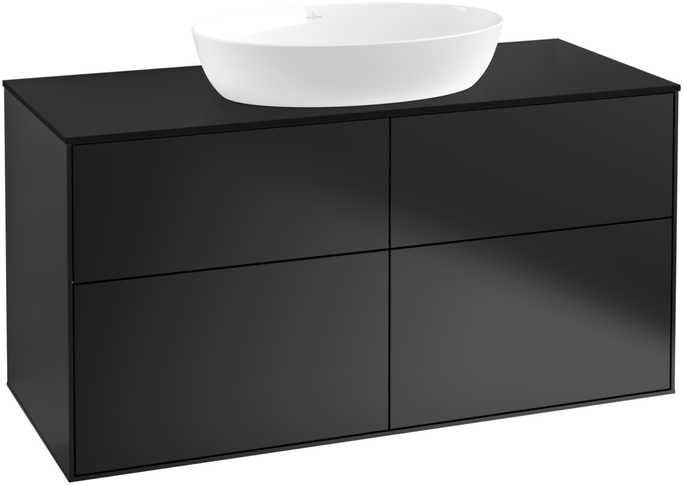 Тумба под раковину Villeroy & Boch Finion 120х50,1 см МДФ черный матовый лак/стекло черное матовое FA3200PD