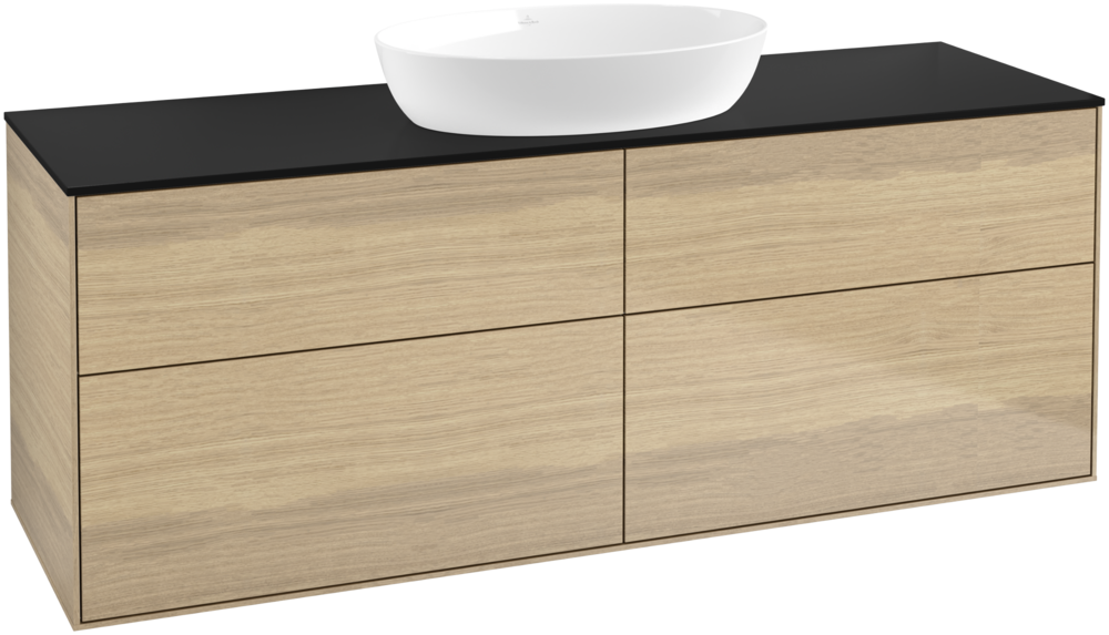 Тумба под раковину Villeroy & Boch Finion 160х50,1 см МДФ шпон дуба/стекло черное матовое FA9200PC