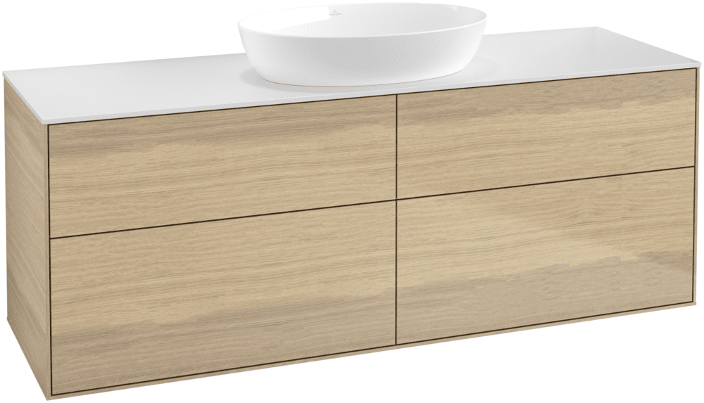 Тумба під раковину Villeroy & Boch Finion 160х50,1 см із підсвічуванням МДФ шпон дуба/скло біле матове GA9100PC