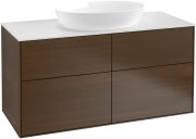 Тумба під раковину Villeroy & Boch Finion 120х50,1 см МДФ шпон волоського горіха/скло біле матове FA3100GN