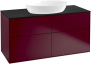 Тумба под раковину Villeroy & Boch Finion 120х50,1 см МДФ пион матовый лак/стекло черное матовое FA3200HB