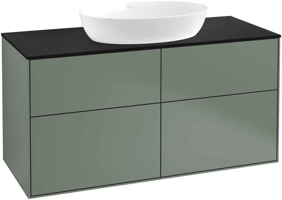 Тумба под раковину Villeroy & Boch Finion 120х50,1 см МДФ оливковый матовый лак/стекло черное матовое FA3200GM