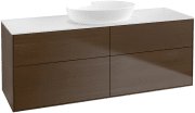 Тумба під раковину Villeroy & Boch Finion 160х50,1 см із підсвічуванням МДФ шпон волоського горіха/скло біле матове GA9100GN