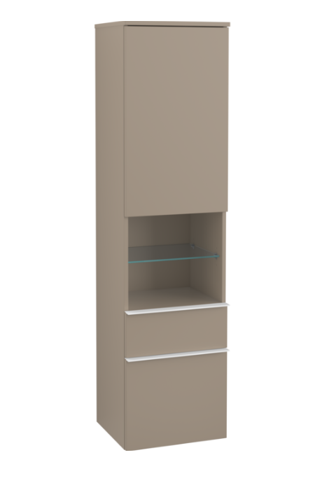 Пенал Villeroy & Boch Venticello 40,4х37,2х154,6 см петлі праворуч ДСП трюфель сірий/ручка алюміній білий A95212VG