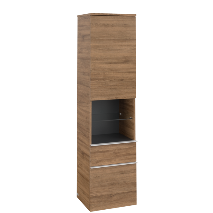 Пенал Villeroy & Boch Venticello 40,4х37,2х154,6 см петлі праворуч ДСП дуб канзас/ручка алюміній білий A95212RH