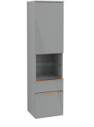 Пенал Villeroy & Boch Venticello 40,4х37,2х154,6 см петлі праворуч МДФ скло глянсове сіре/ручка мідь A95215RA