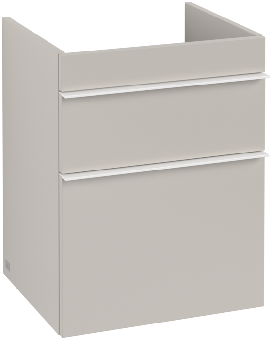 Тумба під раковину Villeroy & Boch Venticello 46,6х42,5 см ДСП м'який сірий/ручка алюміній білий A92202VK