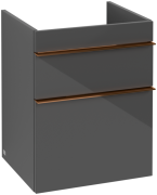 Тумба под раковину Villeroy & Boch Venticello 46,6х42,5 см МДФ глянцевый серый/ручка медь A92205FP