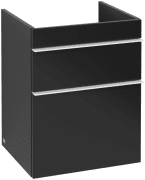 Тумба под раковину Villeroy & Boch Venticello 46,6х42,5 см МДФ черный матовый лак/ручка алюминий белый A92202PD