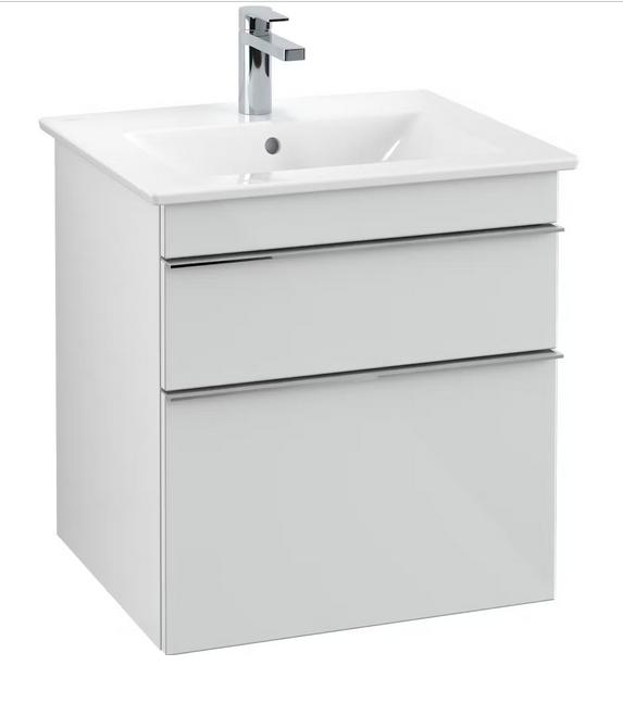 Тумба под раковину Villeroy & Boch Venticello 55,3х50,2 см МДФ стекло глянцевое белое/ручка хром A92301RE