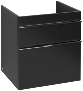 Тумба під раковину Villeroy & Boch Venticello 55,3х50,2 см МДФ чорний матовий лак/ручка хром A92301PD