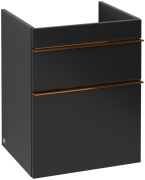 Тумба под раковину Villeroy & Boch Venticello 46,6х42,5 см МДФ черный матовый лак/ручка медь A92205PD