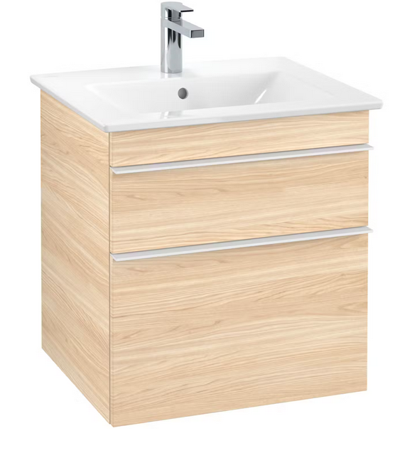 Тумба под раковину Villeroy & Boch Venticello 55,3х50,2 см ДСП вяз печатный/ручка алюминий белый A92302PN