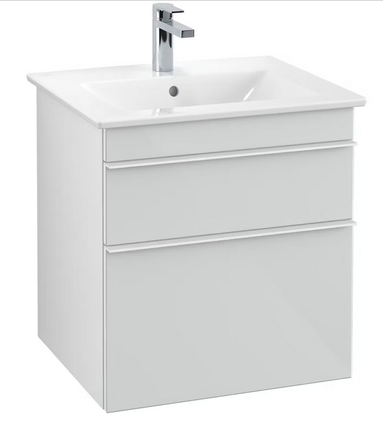 Тумба под раковину Villeroy & Boch Venticello 55,3х50,2 см МДФ стекло глянцевое белое/ручка алюминий белый A92302RE