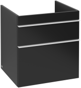 Тумба под раковину Villeroy & Boch Venticello 55,3х50,2 см МДФ черный матовый лак/ручка алюминий белый A92302PD