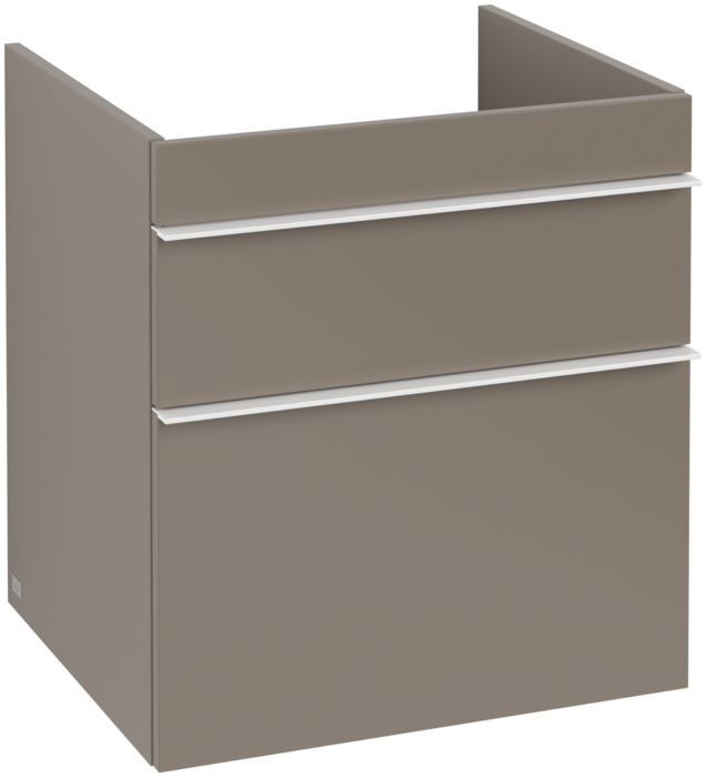 Тумба під раковину Villeroy & Boch Venticello 55,3х50,2 см ДСП трюфель сірий/ручка алюміній білий A92302VG