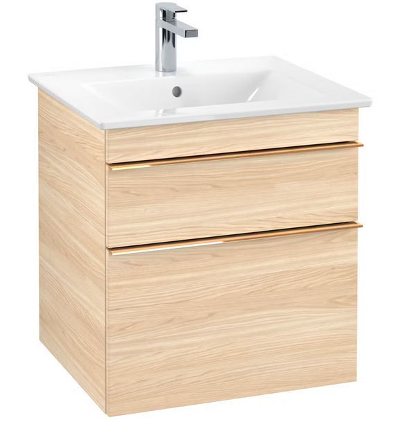 Тумба під раковину Villeroy & Boch Venticello 55,3х50,2 см ДСП в'яз друкарський/ручка мідь A92305PN