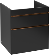 Тумба під раковину Villeroy & Boch Venticello 55,3х50,2 см МДФ чорний матовий лак/ручка мідь A92305PD