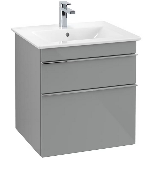 Тумба под раковину Villeroy & Boch Venticello 55,3х50,2 см МДФ стекло глянцевое серое/ручка хром A92301RA