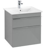 Тумба під раковину Villeroy & Boch Venticello 55,3х50,2 см МДФ скло глянсове сіре/ручка хром A92301RA