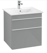 Тумба під раковину Villeroy & Boch Venticello 55,3х50,2 см МДФ скло глянсове сіре/ручка алюміній білий A92302RA