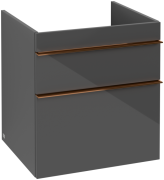 Тумба під раковину Villeroy & Boch Venticello 55,3х50,2 см МДФ глянсовий сірий/ручка мідь A92305FP