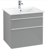 Тумба под раковину Villeroy & Boch Venticello 60,3х50,2 см МДФ стекло глянцевое серое/ручка алюминий белый A92402RA