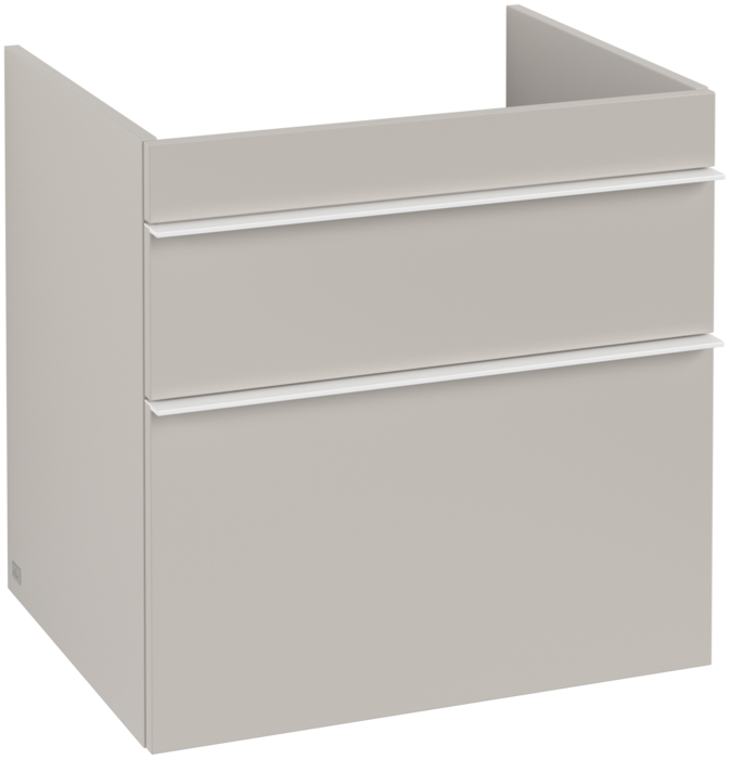 Тумба під раковину Villeroy&Boch Venticello 60,3х50,2 см ДСП м'який сірий/ручка алюміній білий A92402VK