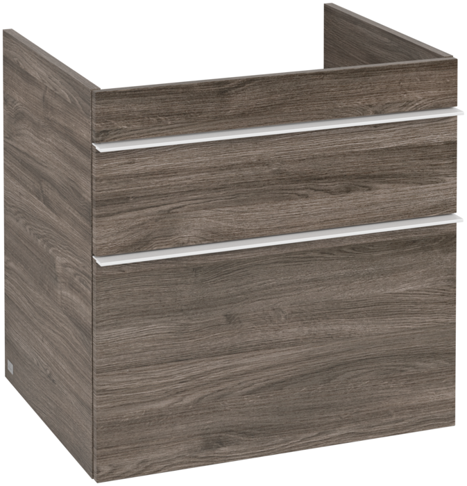 Тумба під раковину Villeroy & Boch Venticello 60,3х50,2 см ДСП кам'яний дуб/ручка алюміній білий A92402RK