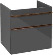 Тумба под раковину Villeroy & Boch Venticello 60,3х50,2 см МДФ глянцевый серый/ручка медь A92405FP