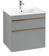Тумба под раковину Villeroy & Boch Venticello 60,3х50,2 см МДФ стекло глянцевое серое/ручка медь A92405RA