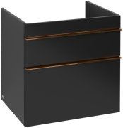 Тумба під раковину Villeroy & Boch Venticello 60,3х50,2 см МДФ чорний матовий лак/ручка мідь A92405PD