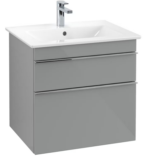 Тумба под раковину Villeroy & Boch Venticello 60,3х50,2 см МДФ стекло глянцевое серое/ручка хром A92401RA