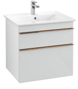 Тумба під раковину Villeroy & Boch Venticello 60,3х50,2 см МДФ скло глянсове біле/ручка мідь A92405RE